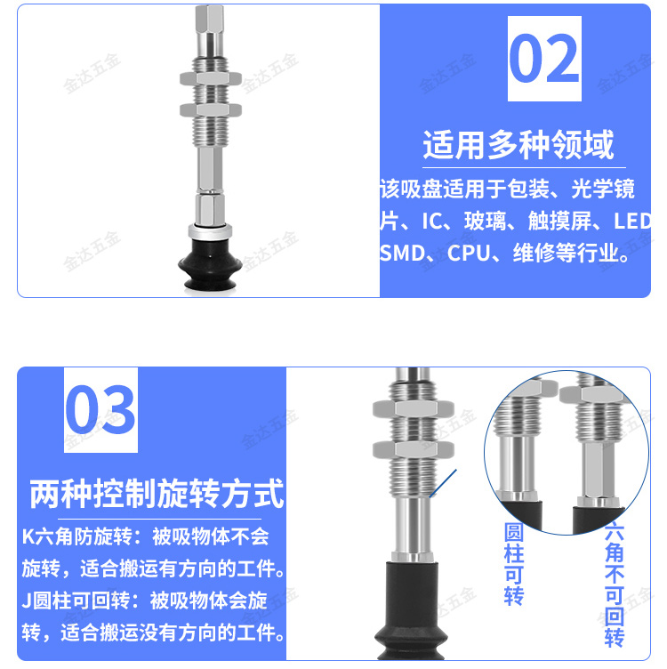 SMC型真空吸盘缓冲杆ZPT02/04/06/08UN/US/BS/BNJ6/K10-B5-A8吸嘴 - 图2