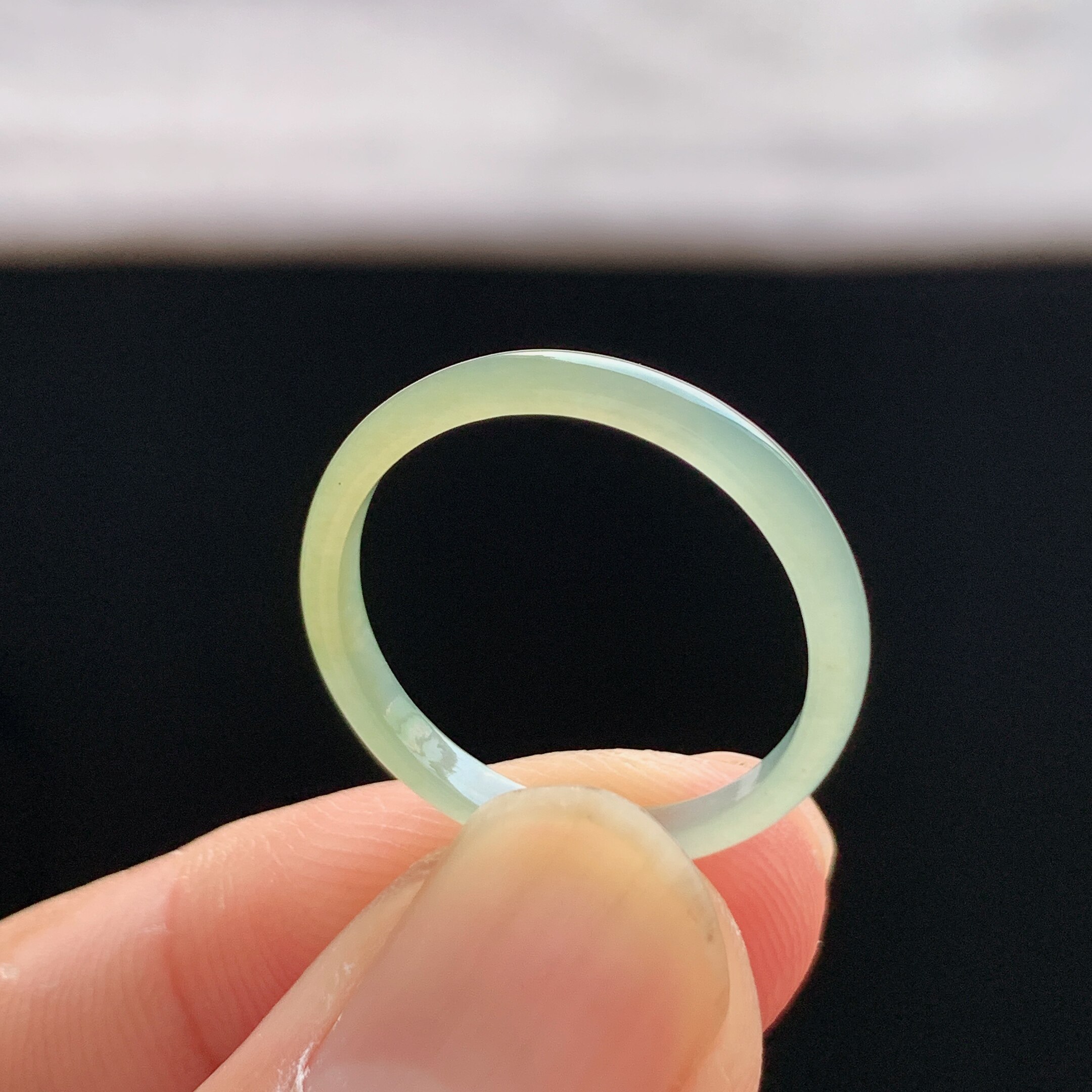 Natural A-grade ice yellow jade ring