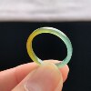Natural A-grade ice yellow jade square ring