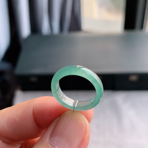 天然A货翡翠 冰种13号天空蓝戒指指环戒圈42100867 - 图1