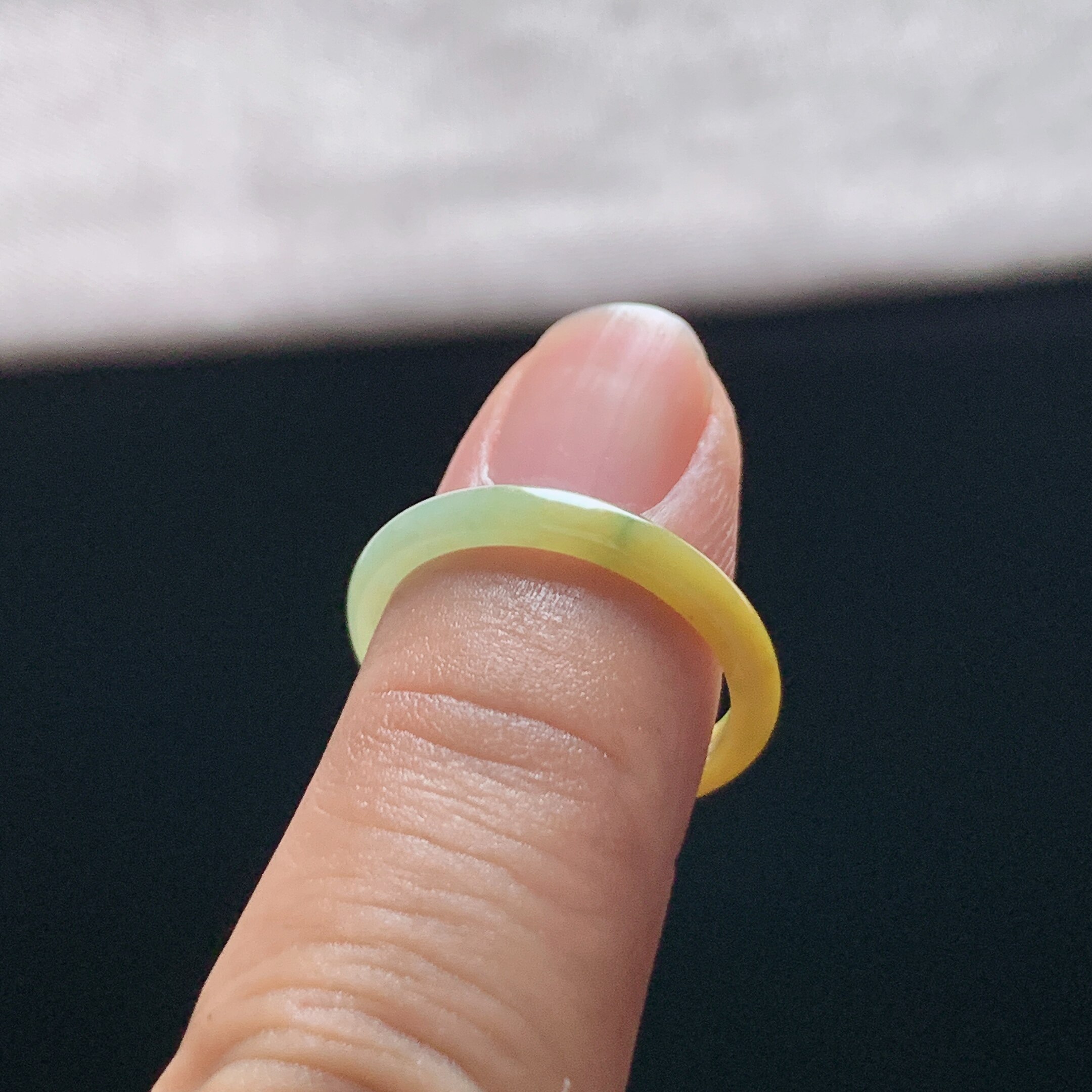 Natural A-grade ice yellow jade ring