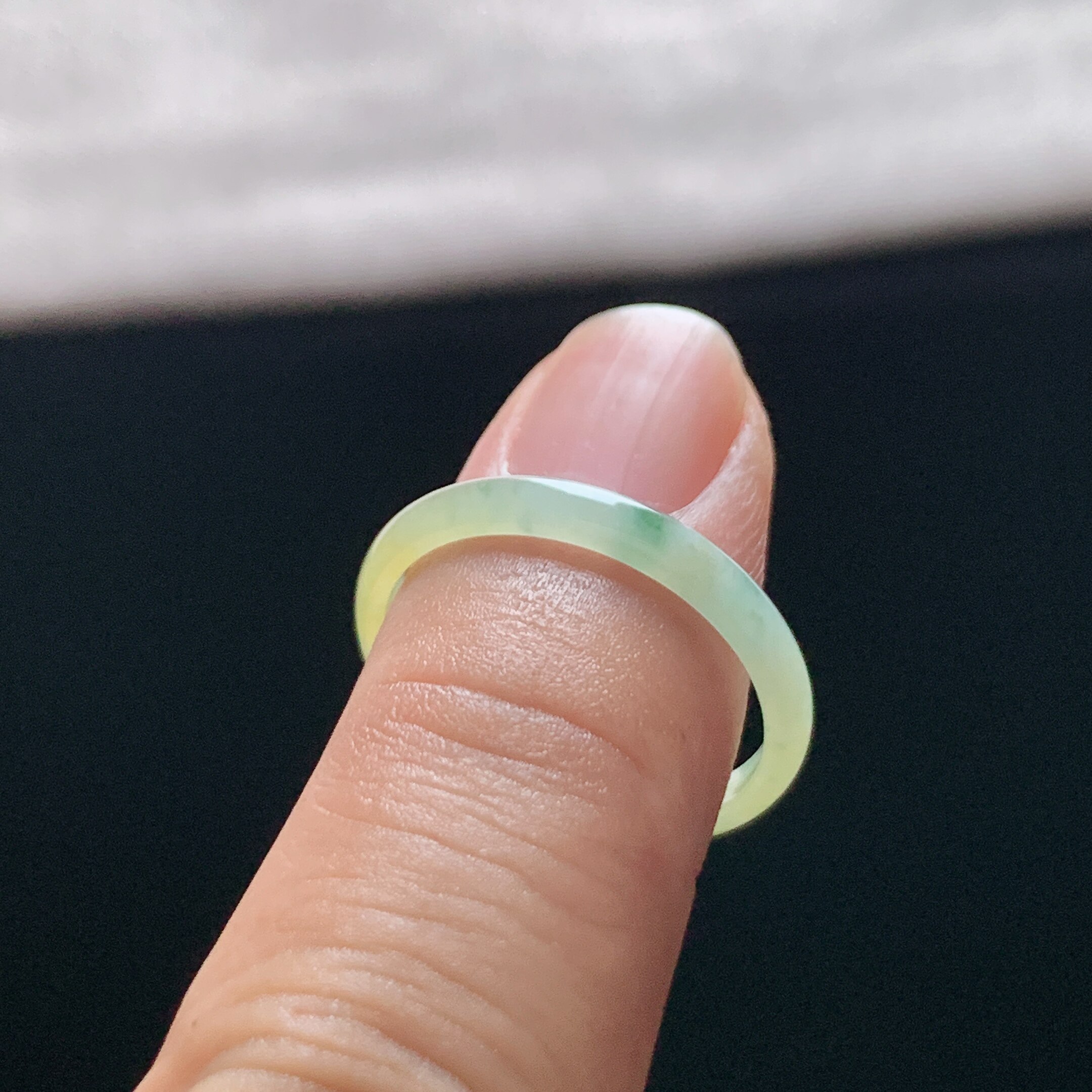 Natural A-grade ice yellow jade ring