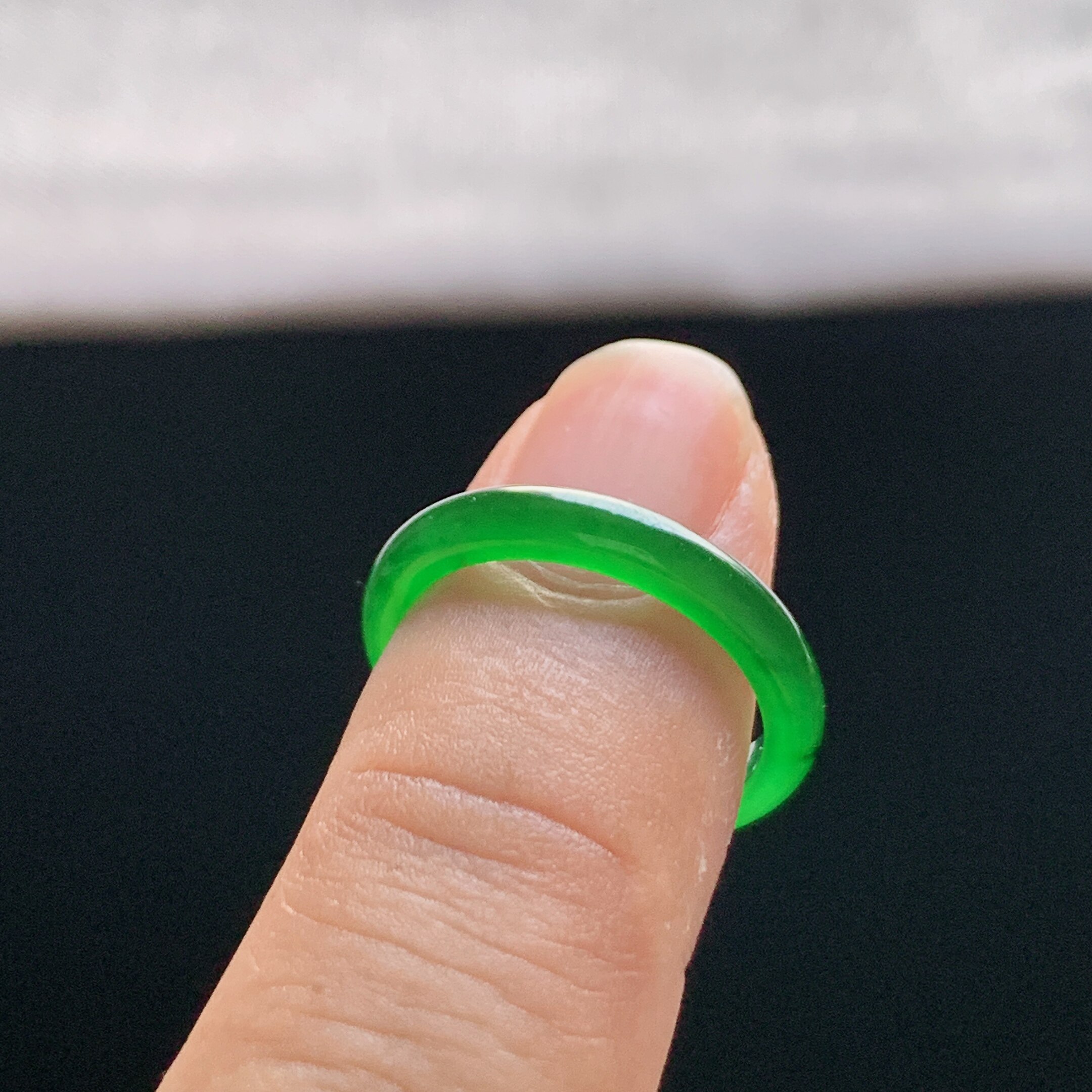 Natural A-grade ice-green jade ring