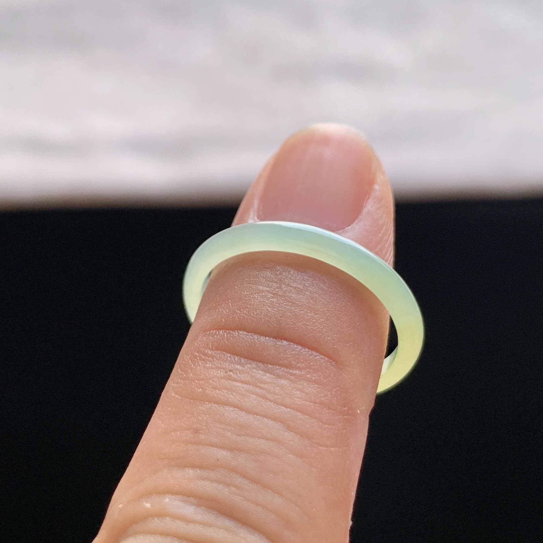 Natural A-grade ice yellow jade ring
