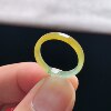Natural A-grade ice yellow jade square ring