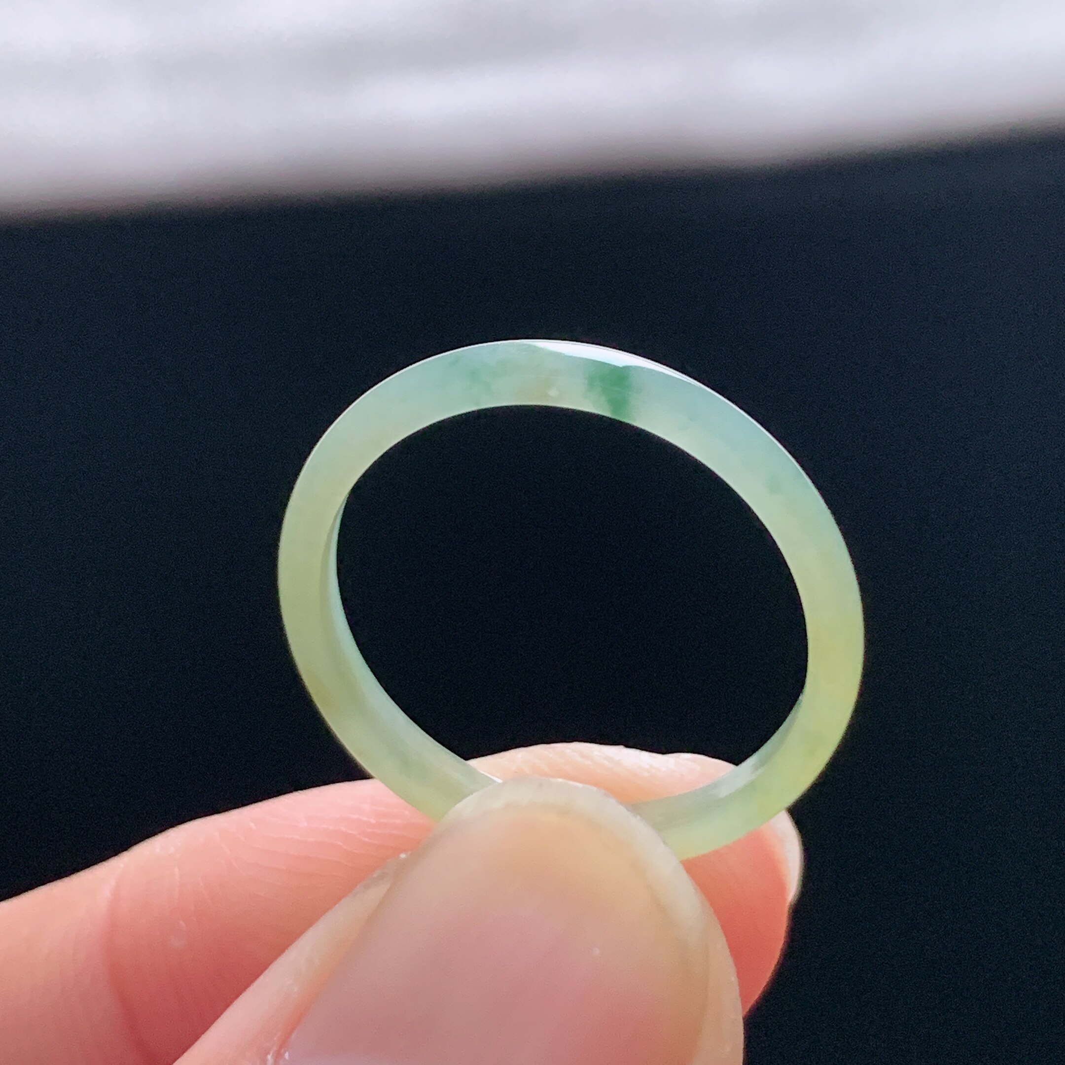 Natural A-grade ice yellow jade ring