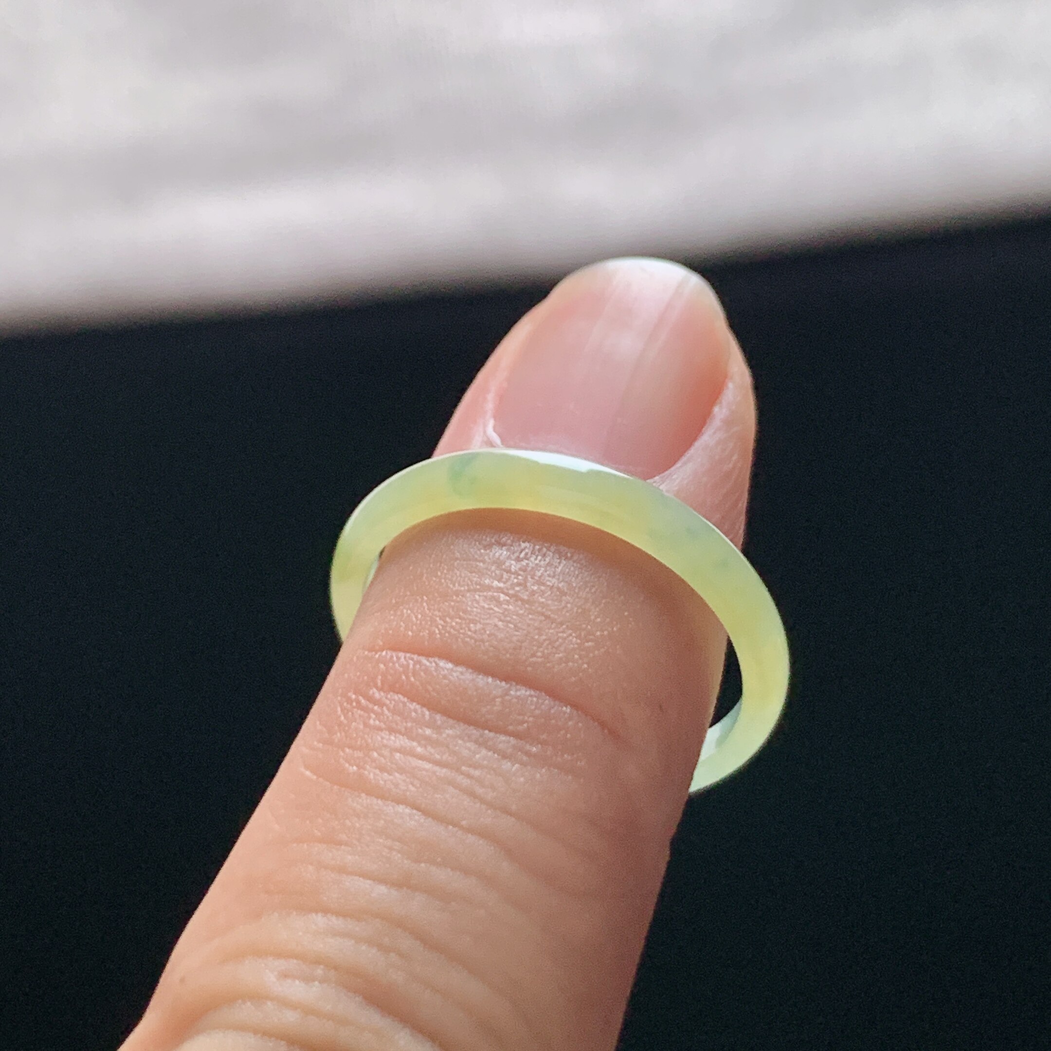Natural A-grade ice yellow jade ring