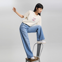 Lee26天丝阔腿牛仔裤浅蓝女