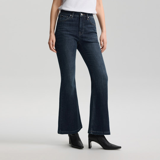 Lee26 new spring and summer five-pocket slim fit flared jeans dark blue women's trend