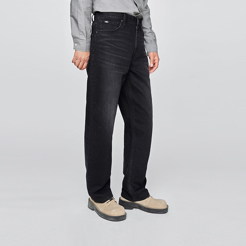 【张凌赫代言】Lee25秋冬新EasyRider761宽松阔腿黑灰色男牛仔裤 - 图2