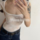 Sexy lace double layer low square neck slim fit wide shoulder vest