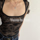 Sexy lace double layer low square neck slim fit wide shoulder vest