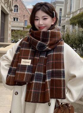 2026新款复古圣诞红格子围巾女
