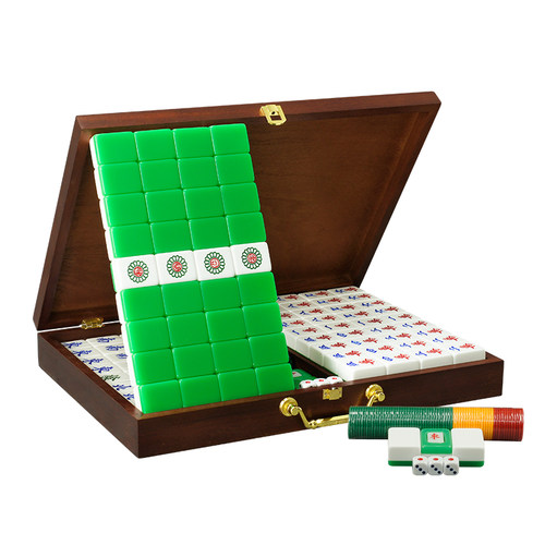御圣麻将牌家用手搓麻将大号中号家用手打麻将牌高档绿白色麻雀牌 - 图3
