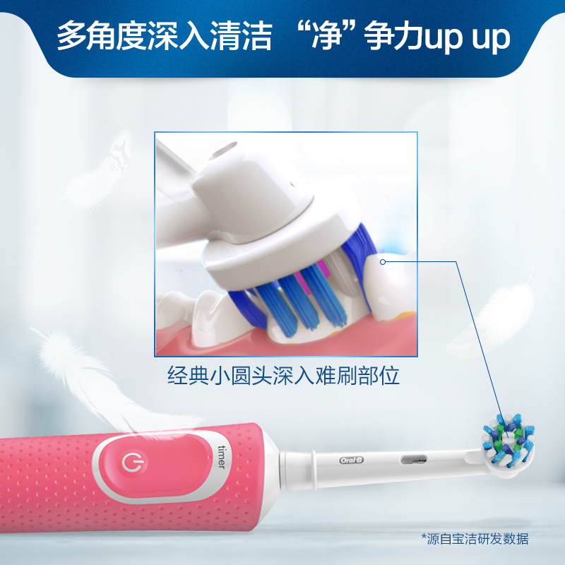 Oral-B欧乐B电动牙刷软毛亮白家用充电D100全身水洗自动旋转式 - 图1