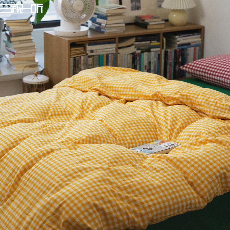 元气红火撞色款丨全棉色织水洗棉四件套纯棉床上床单被套床品套件,淘宝优惠券,粉丝福利购,淘宝优惠卷