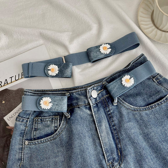 Denim waist-retracting artifact must-have belt for lazy people