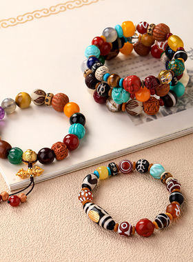 多宝手串男文玩佛珠十八子和田玉本命年九子离火18籽盘玩手链佛珠