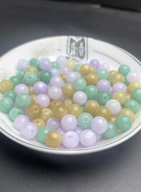 多彩色玉石圆珠散串手链项