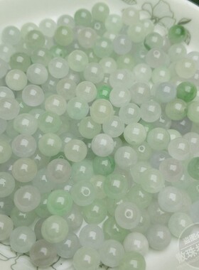 冰种巴山翡翠玉石冰透项链散珠