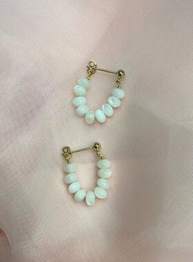 绿色耳环新款耳钉潮轻奢耳饰高级感小众设计耳圈气质女饰品