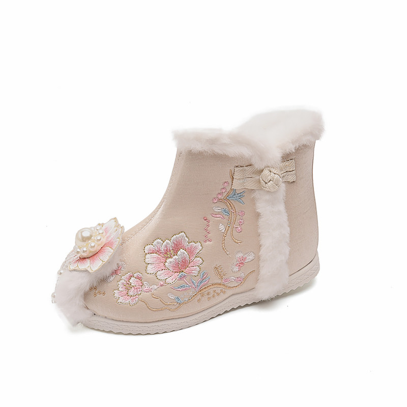 儿童汉服鞋女童古装鞋冬季加绒绣花鞋中国风棉靴民族古风拜年鞋子,淘宝优惠券,粉丝福利购,淘宝优惠卷