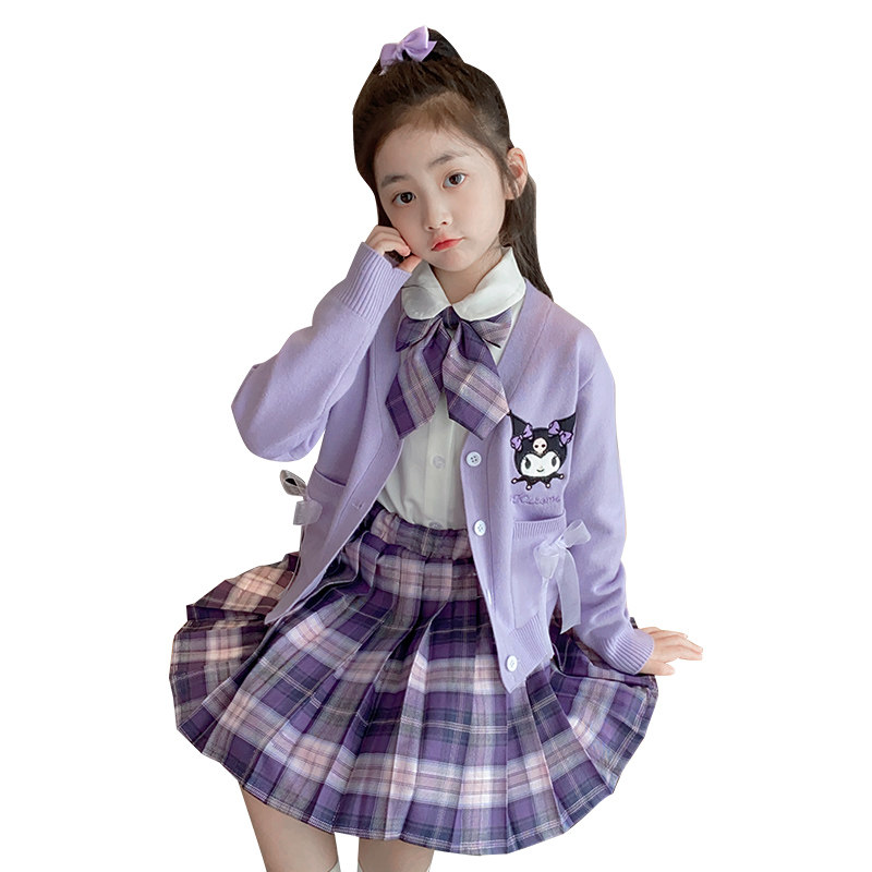 库洛米衣服女童春秋季2025新款儿童女孩洋气秋装jk学院风套装裙子