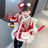 Зимнее ципао, детское ханьфу, китайский стиль, увеличенная толщина