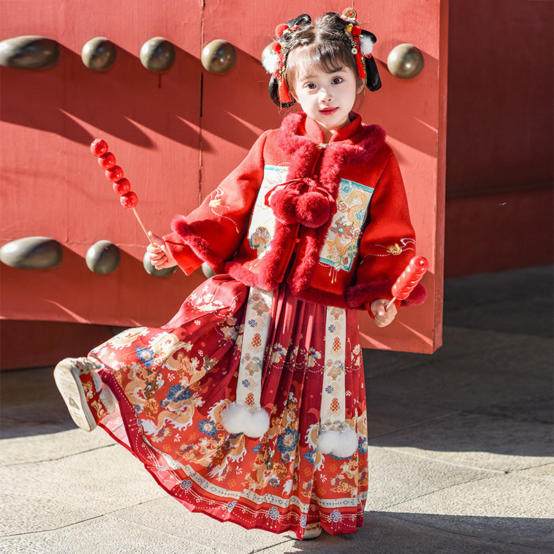 女童拜年服冬季儿童马面裙过年喜庆唐装2026新款冬装新年国风汉服,淘宝优惠券,粉丝福利购,淘宝优惠卷