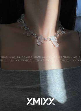 XMIXX 潮酷冰柱不规则天然石水晶项链男女原创小众设计夸张颈链