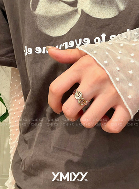 轻奢复古香槟金皮带扣开口戒指女