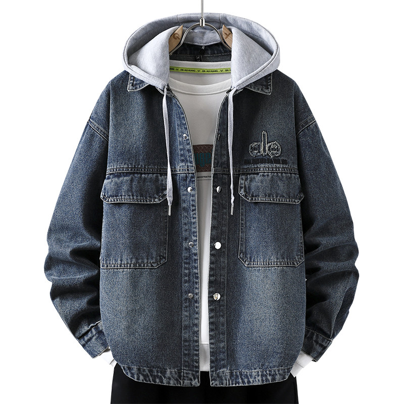 可拆卸帽牛仔衣男外套2025春秋季韩版潮流百搭夹克青少年男装褂子,淘宝优惠券,粉丝福利购,淘宝优惠卷