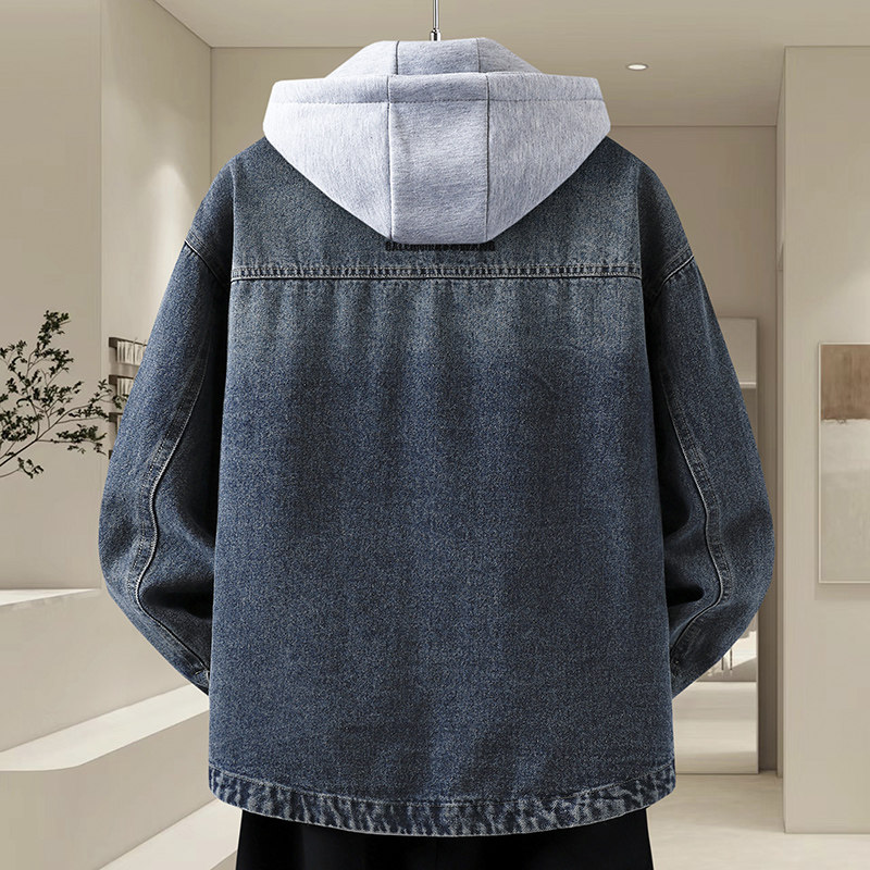 可拆卸帽牛仔衣男外套2025春秋季韩版潮流百搭夹克青少年男装褂子,淘宝优惠券,粉丝福利购,淘宝优惠卷