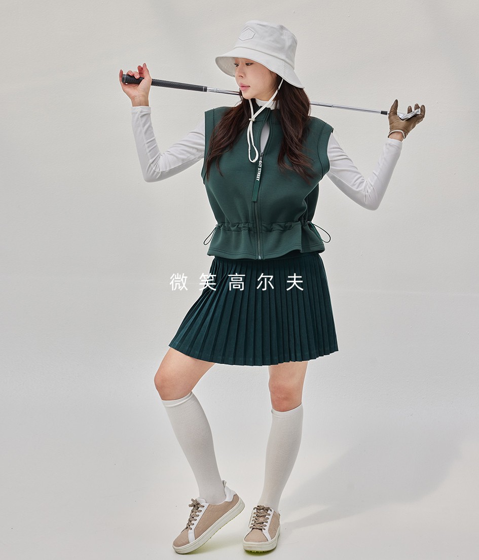 特价2023秋冬款韩国代购拉绒纯色高尔夫球服女士百褶半身短裙GOLF