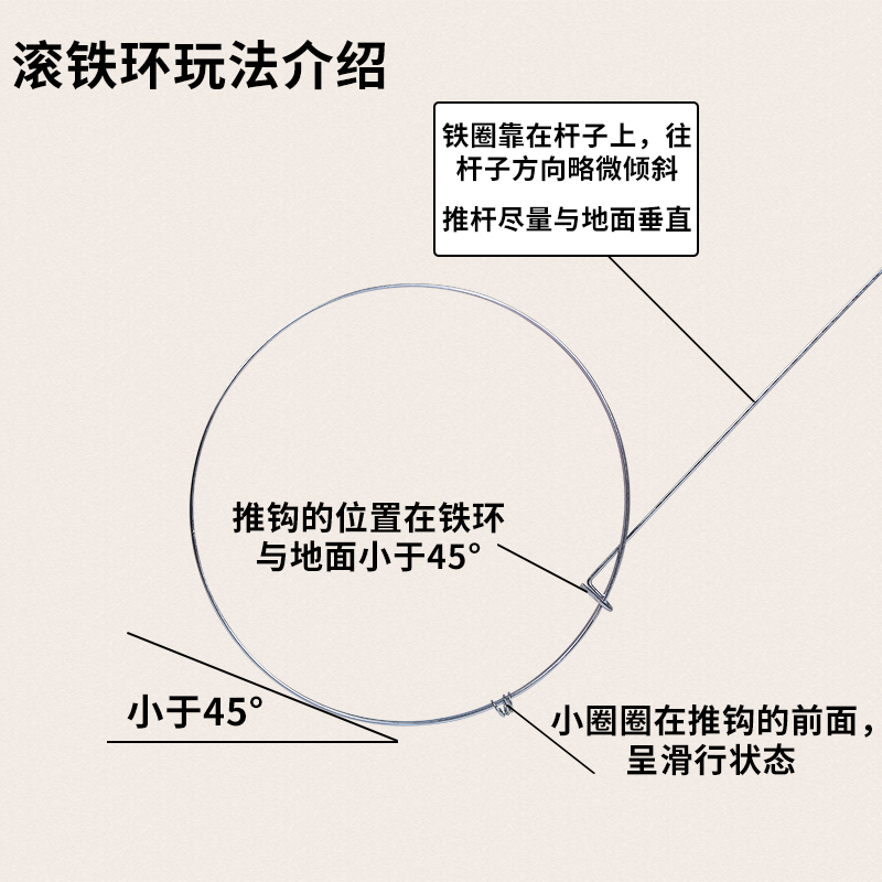 儿童滚铁环手推风火轮铁环滚铁圈感统训练活动器材幼儿园游戏道具-图3