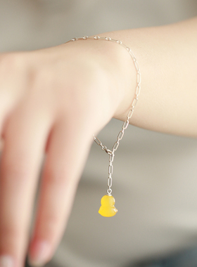 快乐纯银手链女生可爱玉髓