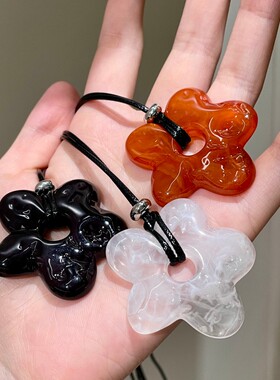 韩系简约花朵长款项链高级感小众设计镂空花瓣毛衣链百搭挂脖配饰
