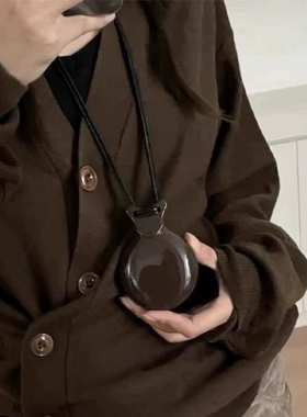ins小众设计可打开镜子项链时尚气质个性趣味双面镜皮绳毛衣链女