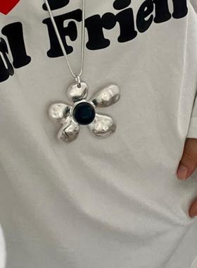 复古做旧红色树脂花朵锁骨链