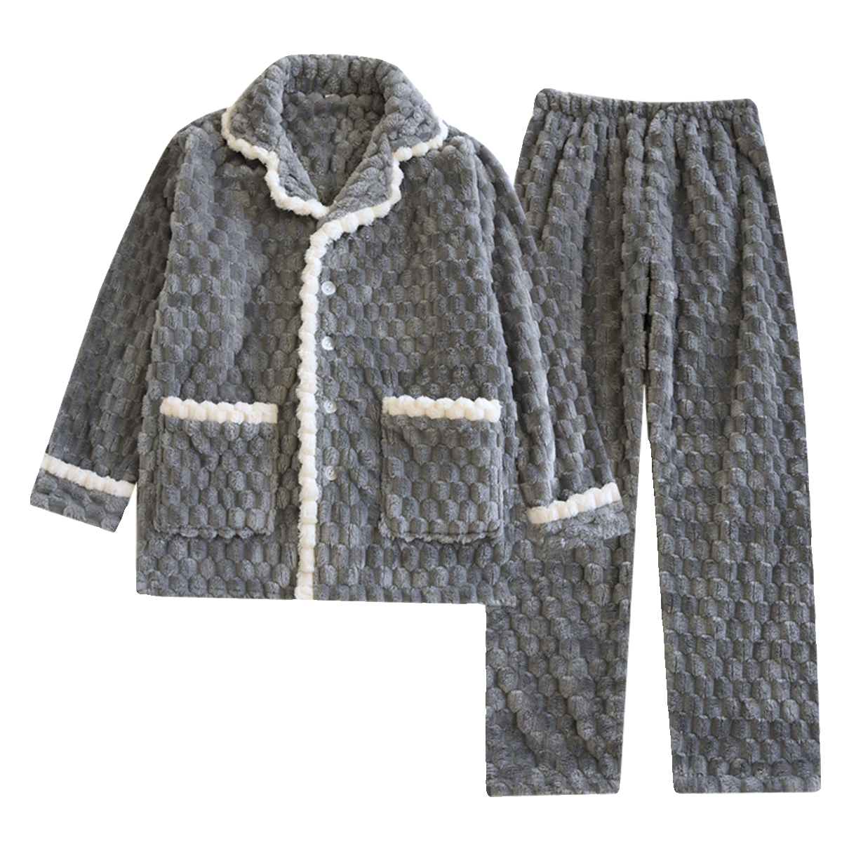 珊瑚绒睡衣男士秋冬季加厚加绒宽松大码新款法兰绒保暖家居服套装 - 图3