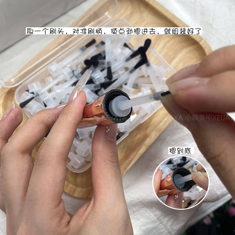 小颖美甲1个柄+66根一次性圆头毛刷+收纳盒美甲刷头替换美甲刷子,淘宝优惠券,粉丝福利购,淘宝优惠卷