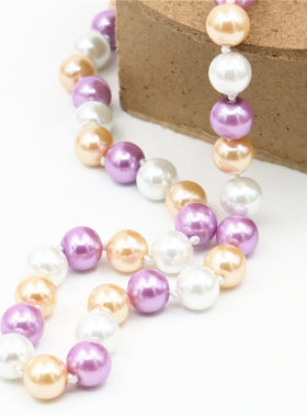 圆形玻璃天然石民族风珍珠项链