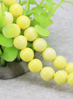 油菜花雨花石黄色散珠圆珠饰品女