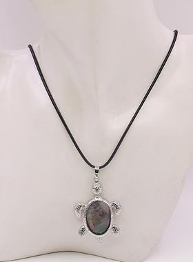 油菜花天然贝壳皮绳女乌龟项链