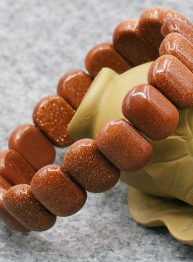 油菜花女金砂石天然圆角手排手链