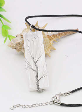 白水晶项链油菜花天然绕丝皮绳女