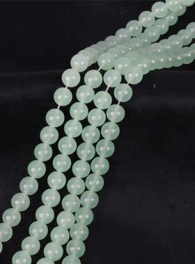 油菜花玉髓淡绿色散珠子圆珠玉石