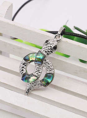 水蛇项链油菜花贝壳天然皮绳女彩