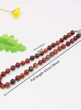 油菜花玛瑙玉石圆珠女红项链天然