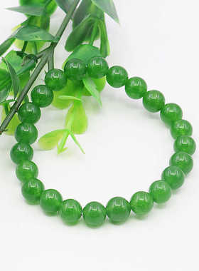 油菜花女榄绿玉天然圆珠玉石手链